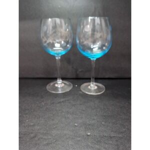 Waterford Marquis Polka Dot Glasses, Aqua Blue Green‎ Balloon, 20 oz, Set Of 2